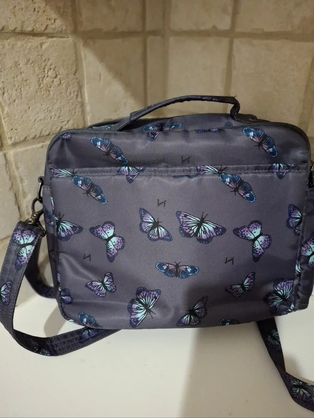Lug Navigator Butterfly Print Crossbody Bag